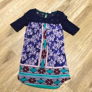 Akemi & Kin Anthro Maite Navy Lace Tunic Small